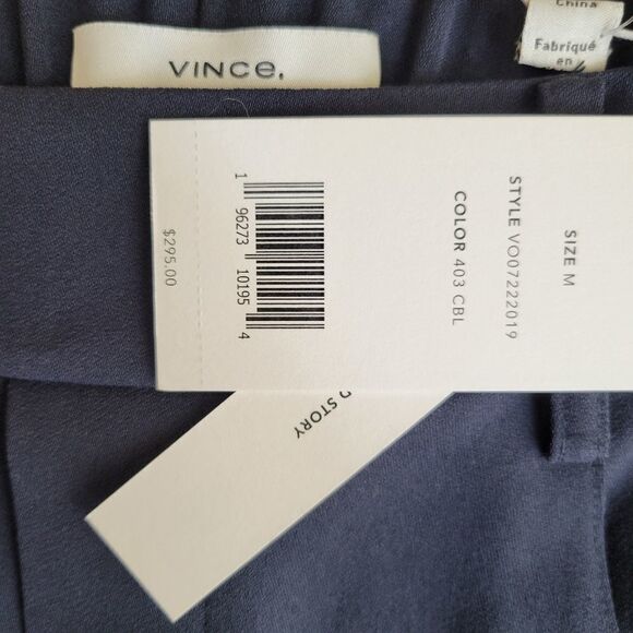 $295 NEW VINCE NAVY BLUE CREPE BACK SLIT PULL ON LOOSE FIT PANTS M MEDIUM NWT - Picture 10 of 10